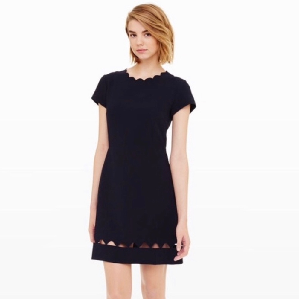 Club Monaco Milancey Scallop Trim Black Dress 2